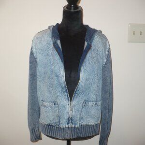 PBJ Denim Sweater Jacket with Hood